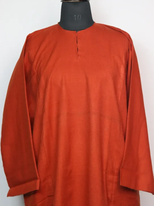 Rustic Copper Plain Pheran in Cashmilon Wool - Image 2
