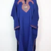 Blue Raffal Wool Loose Ruksan Pheran with Hand Sozni Tilla Work
