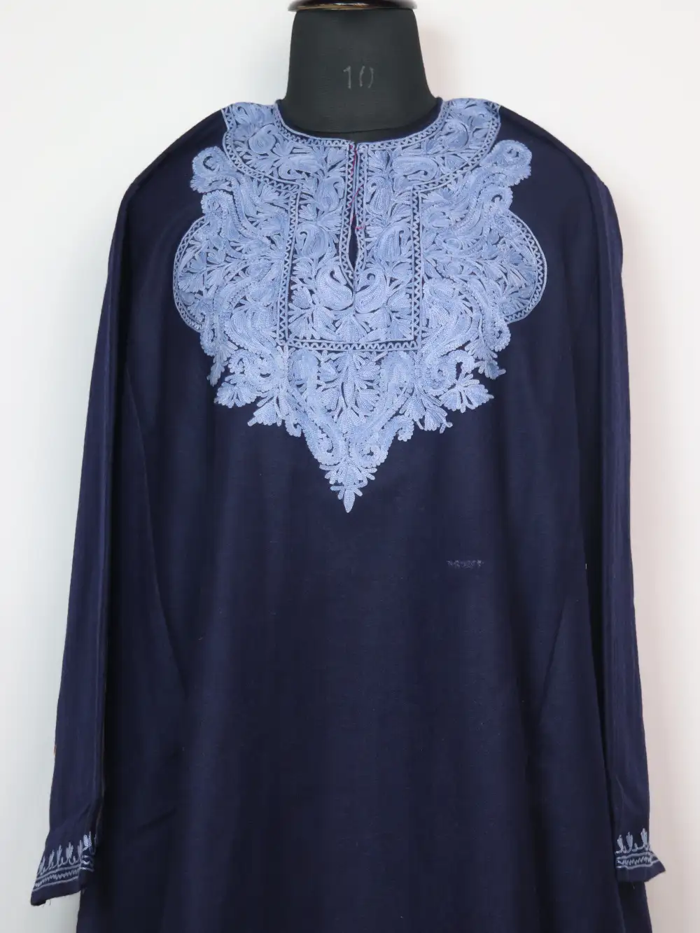 Ishq Tweed Navy Blue Loose Pheran with Aari Work - Image 2
