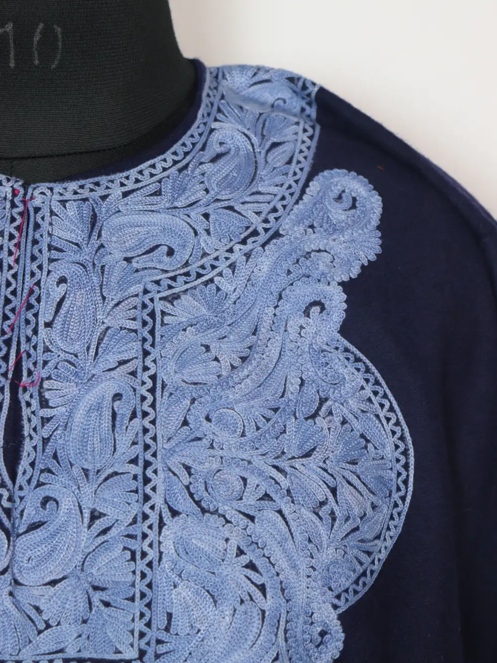 Ishq Tweed Navy Blue Loose Pheran with Aari Work - Image 3