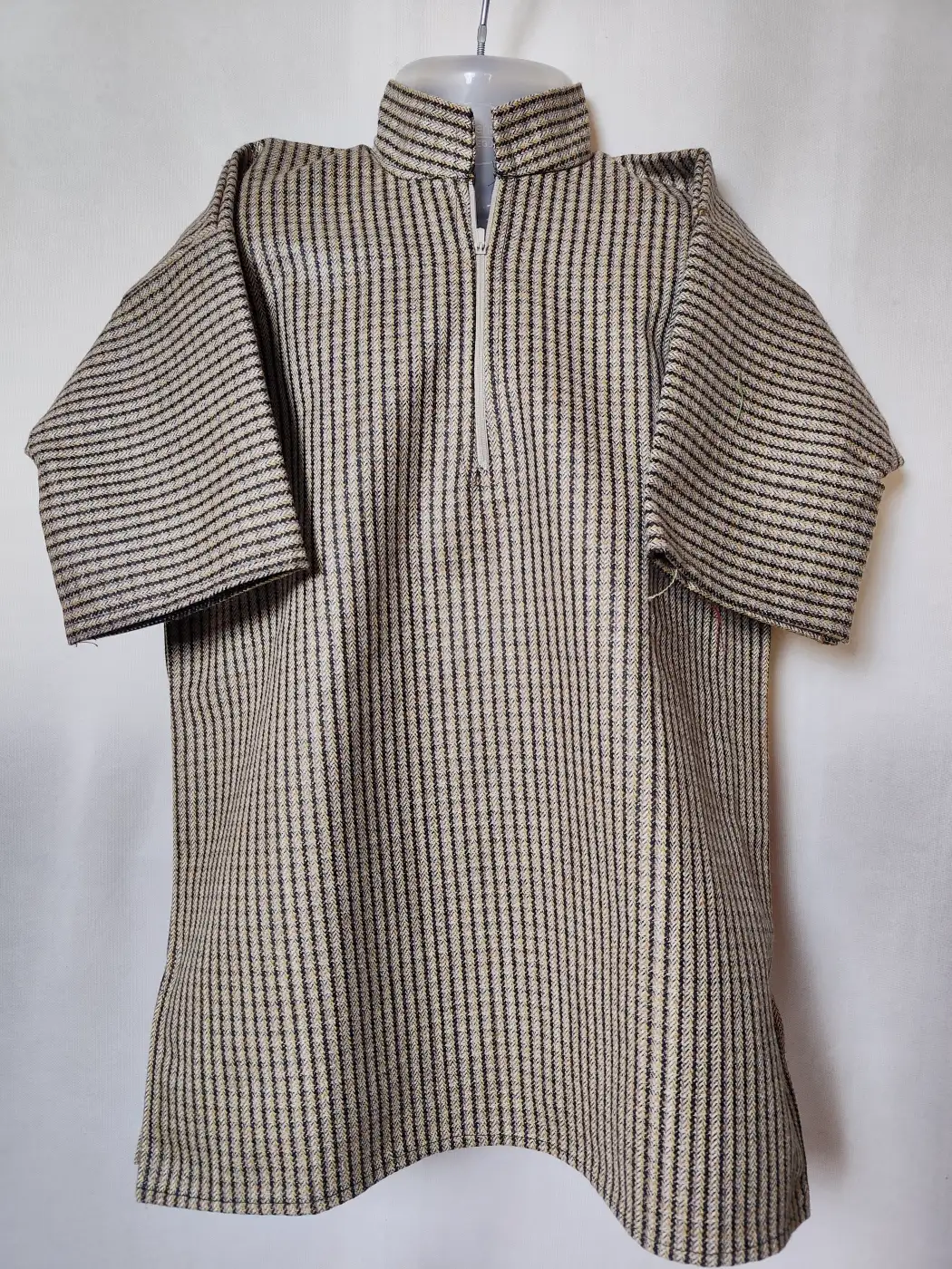 Yasir Kashmiri Grey Lakeer Kids Pheran in Tweed with Topi for Kids