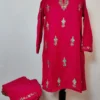 Nazakat 2pc Hot Pink Kurti Set with Aari Work in Cashmilon Wool