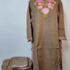 Brown 2pc Woolen Kurti Set with Aari Work in Cashmilon Mehak