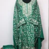 Green 3pc Pheran Set in Cashmilon Wool with Badam All-over Aari Work Nazneen