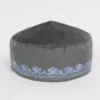 Anmol Dark Grey Kashmiri Velvet Cap with Aari Work