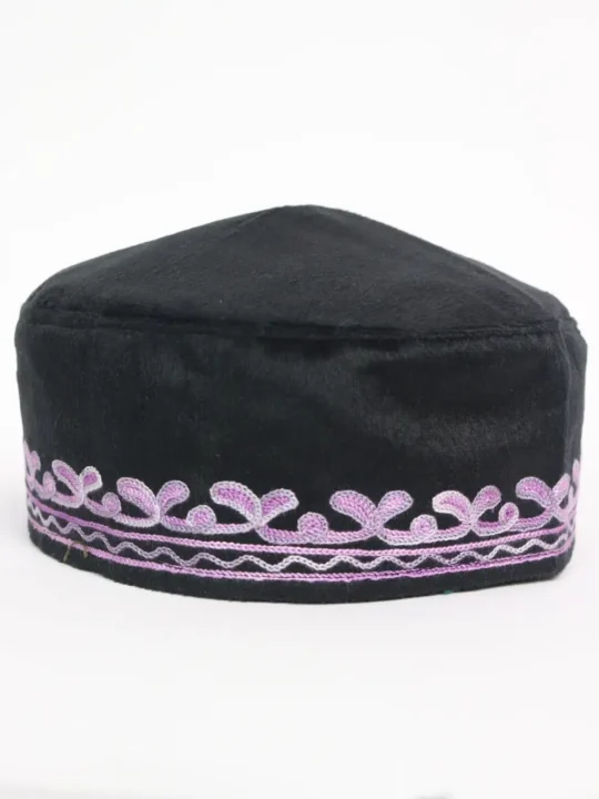Kashmiri Black Velvet Cap with Aari Work Nageen