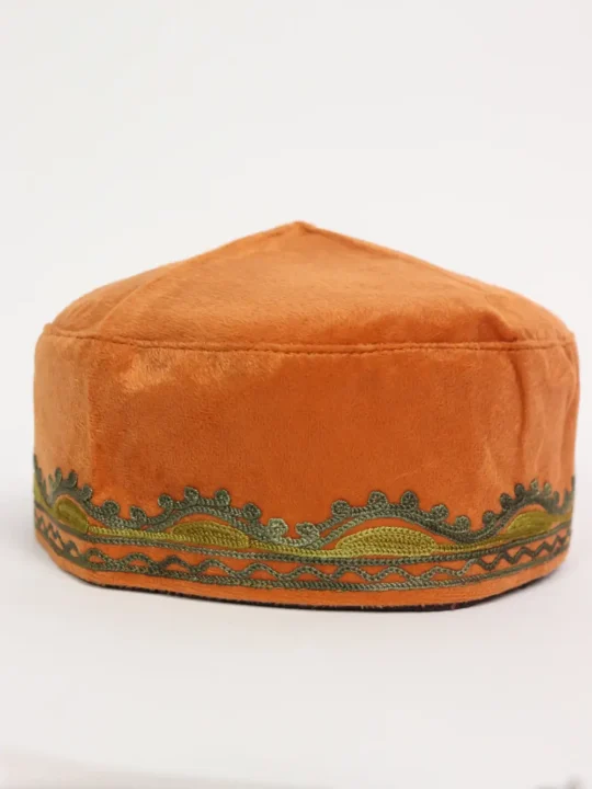 Brown Kashmiri Velvet Cap with Aari Work