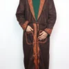Kashmiri Dark Brown Aaina Blazer Tweed Gown with Hand Aari Embroidery