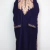 Navy Blue Pheran with Aari Work in Cashmilon Wool Fozia