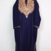 Woolen Dark Blue Pheran Sana with Aari Work in Cashmilon