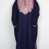 Pheran in Dark Blue Aari Embroidery in Cashmilon Wool Maviya