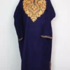 Woolen Dark Blue Pheran with Aari Embroidery in Cashmilon