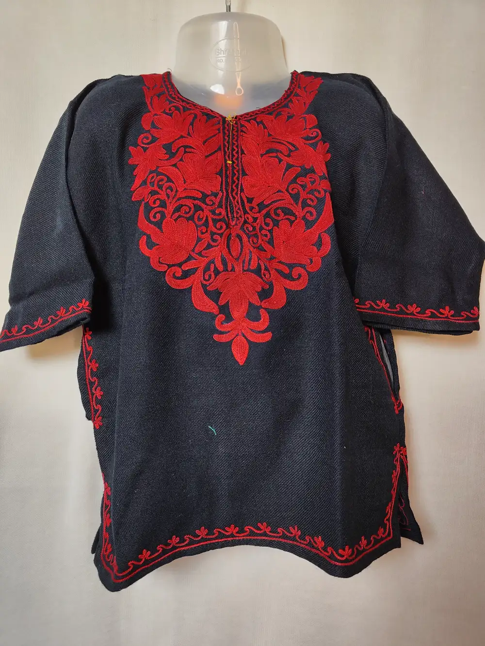 Black Cashmilon Wool Reenu Pheran with Aari Work