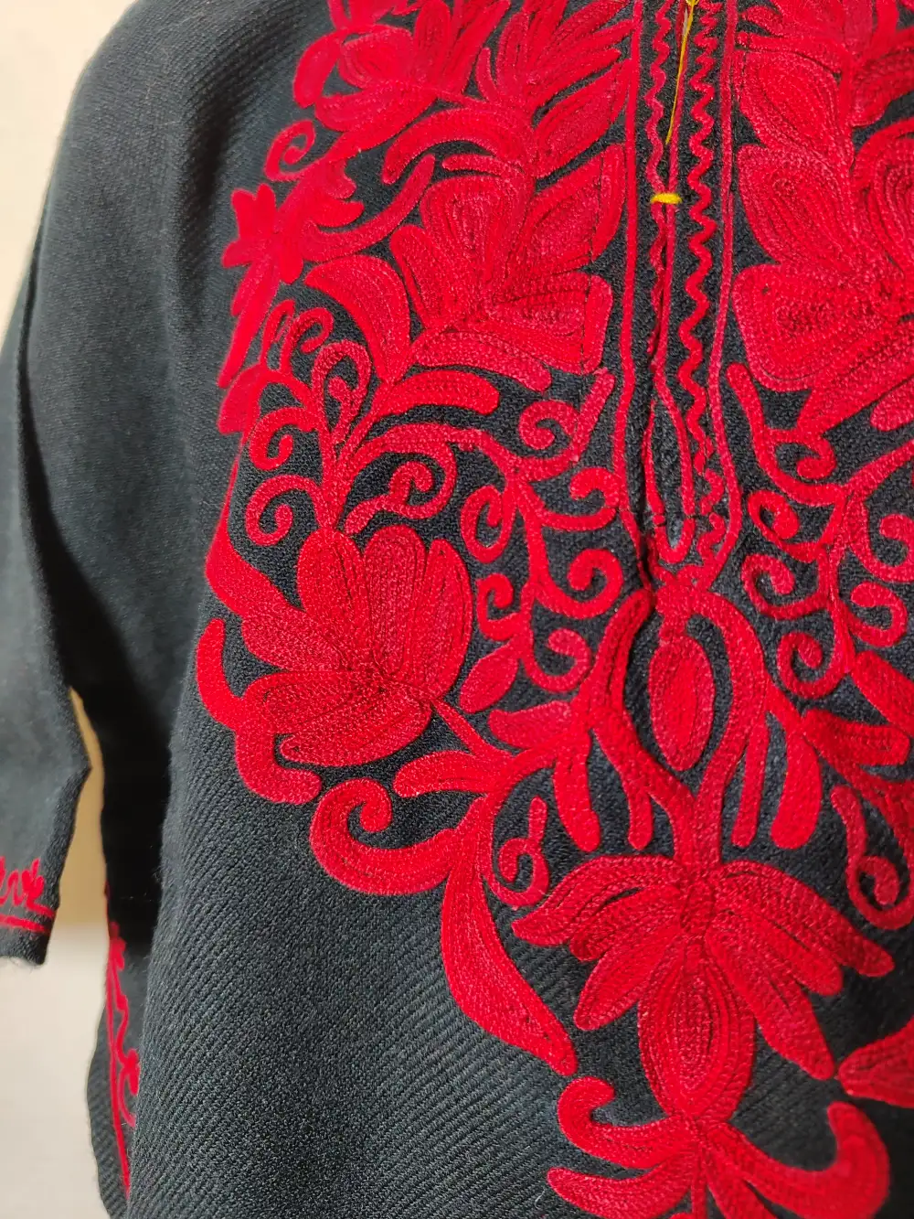 Black Cashmilon Wool Reenu Pheran with Aari Work (1-2 years) - Image 2