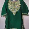 Dark Green Zavira Cashmilon Wool Pheran with Aari Work for Little Girls