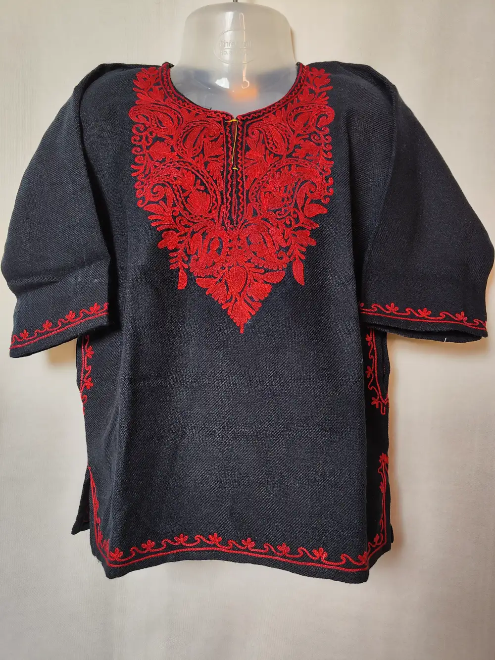 Aaliya Black Cashmilon Wool Pheran with Aari Work for Little Girls (1-2 years)