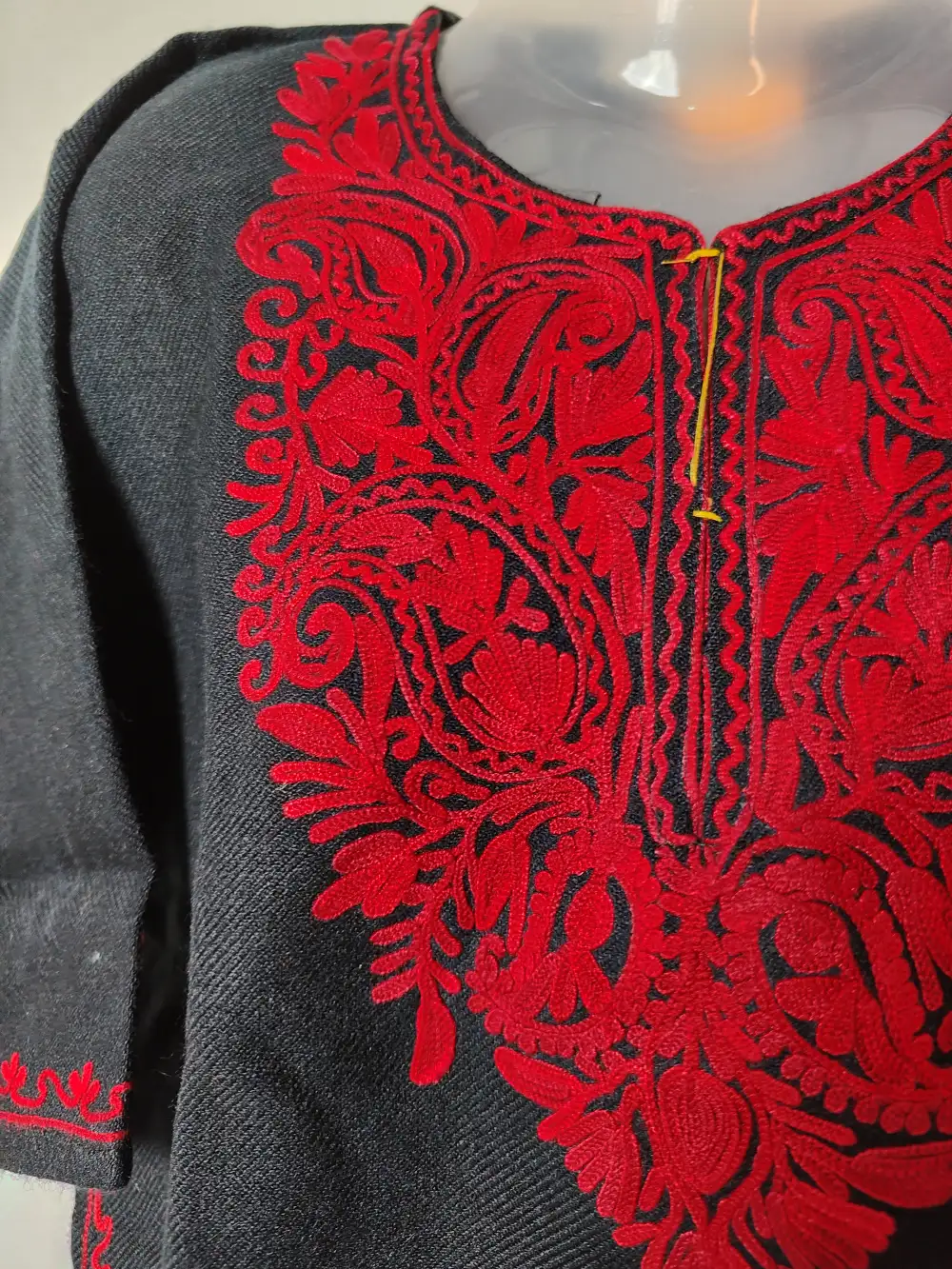 Aaliya Black Cashmilon Wool Pheran with Aari Work for Little Girls (1-2 years) - Image 2