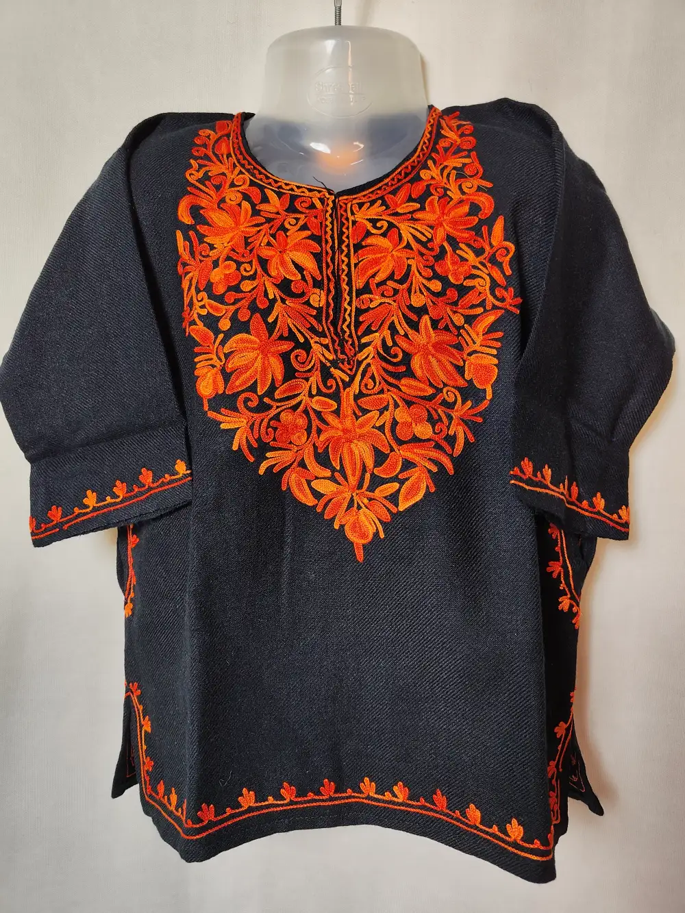 Black Cashmilon Wool Zafeera Pheran with Aari Work for Baby Girls