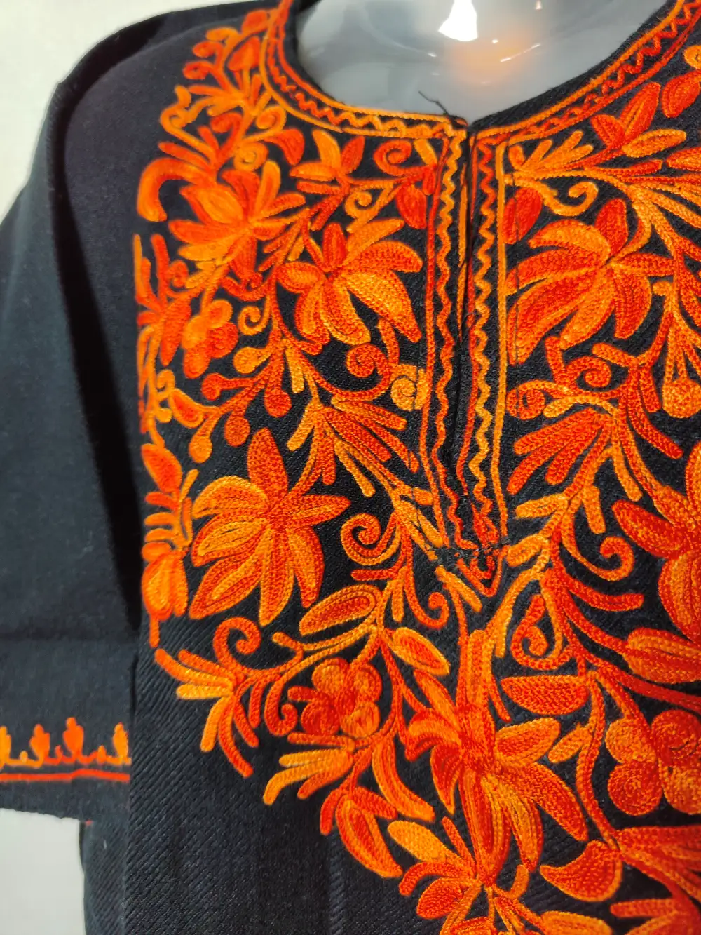 Black Cashmilon Wool Zafeera Pheran with Aari Work for Baby Girls (1-2 years) - Image 2