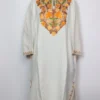 Woolen White Pheran Soura with Aari Embroidery in Cashmilon