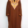 Maha Coffee Brown Pheran in Cashmilon Wool with Aari Work
