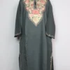 Embroidered Dark Grey Pheran with Aari in Cashmilon Wool Maya