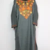 Ghazal Dark Grey Pheran with Aari Embroidery in Cashmilon Wool