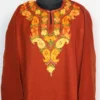 Rustic Copper Pheran with Aari Embroidery in Cashmilon Wool Bahar