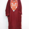 Maroon Nelofur Pheran with Aari Work in Cashmilon Wool