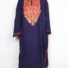 Embroidered Dark Blue Pheran Yasmin with Aari in Cashmilon Wool
