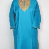 Blue Cashmilon Wool Samreen Girls Pheran with Aari Embroidery