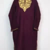 Laila Cashmilon Wool Purple Girls Pheran with Aari Embroidery