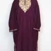Rihanah Purple Cashmilon Wool Girls Pheran with Aari Embroidery