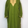 Mehndi Green Cashmilon Wool Girls Pheran with Aari Embroidery