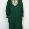 Cashmilon Wool Girls Dark Green Pheran with Aari Embroidery Mariam