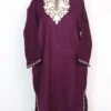 Girls Cashmilon Wool Purple Pheran with Aari Embroidery