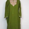 Amna Girls Cashmilon Wool Olive Green Pheran with Aari Embroidery