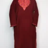 Maroon Cashmilon Wool Rehmat Pheran with Aari Embroidery