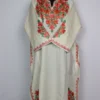 Khobsurat White Woolen Pheran in Cashmilon with Aari Embroidery