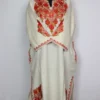 Hafizah White Woolen Pheran in Cashmilon with Aari Embroidery