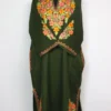 Green Pheran with Front Back Aari Embroidery Rekhta in Cashmilon Wool