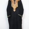 Black Embroidered Pheran Pampore in Cashmilon Wool with Aari