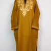 Mustard Woolen Pheran with Aari Work in Cashmilon Pampore