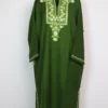 Embroidered Forest Green Pheran Pampore in Cashmilon Wool with Aari