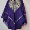 Indigo Blue Kashmiri Cashmilon Wool Poncho with Aari Embroidery