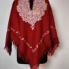 Maroon Kashmiri Cashmilon Wool Dastan Poncho with Aari Embroidery
