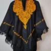 Noor Kashmiri Black Cashmilon Wool Poncho with Aari Embroidery