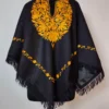 Black Kashmiri Rivayat Cashmilon Wool Poncho with Aari Embroidery