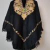 Kashmiri Black Cashmilon Wool Poncho with Ulfat Aari Embroidery