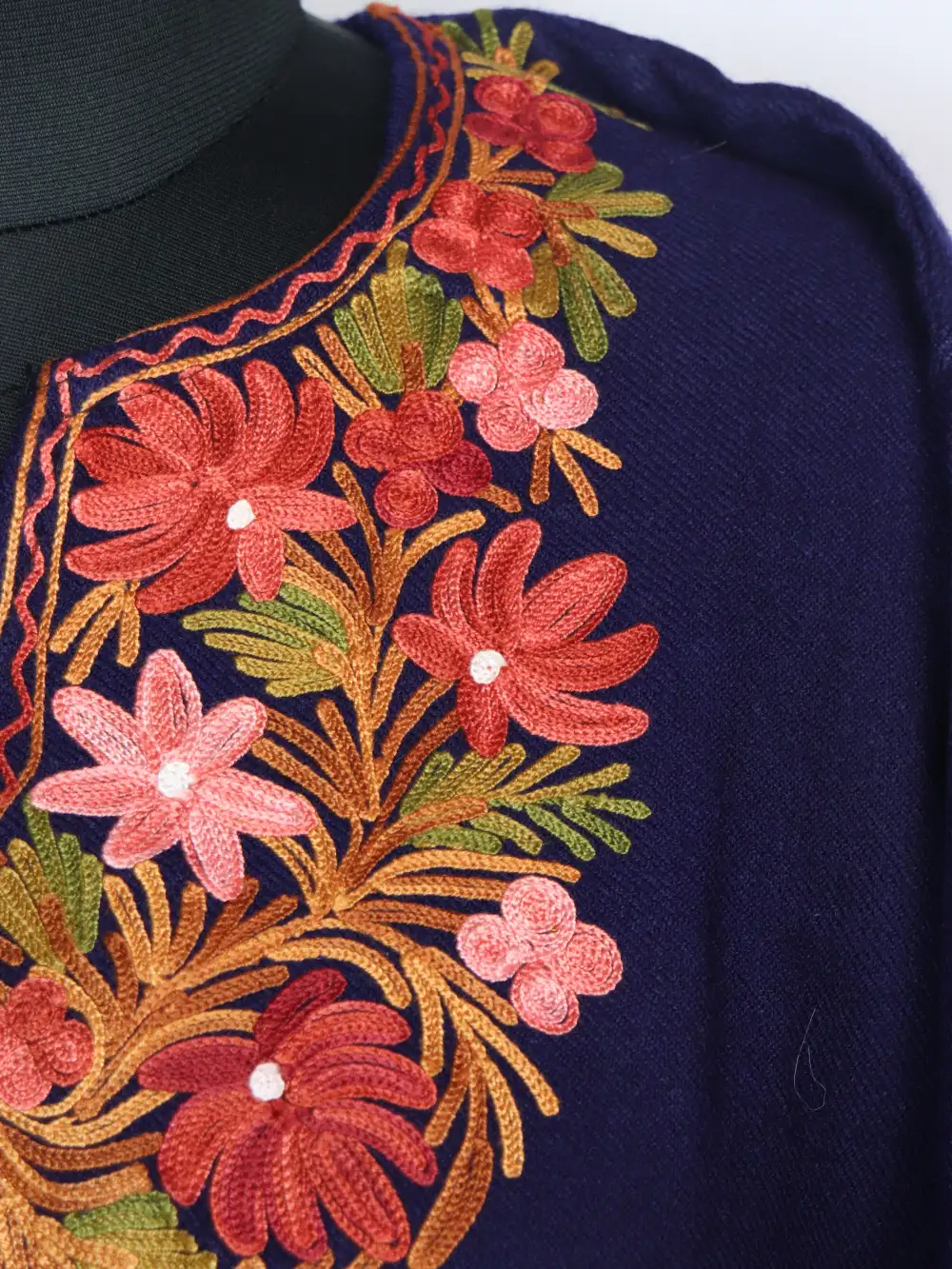 Sahabat Cashmilon Wool Dark Blue Short Kurti with Aari Embroidery - Image 2